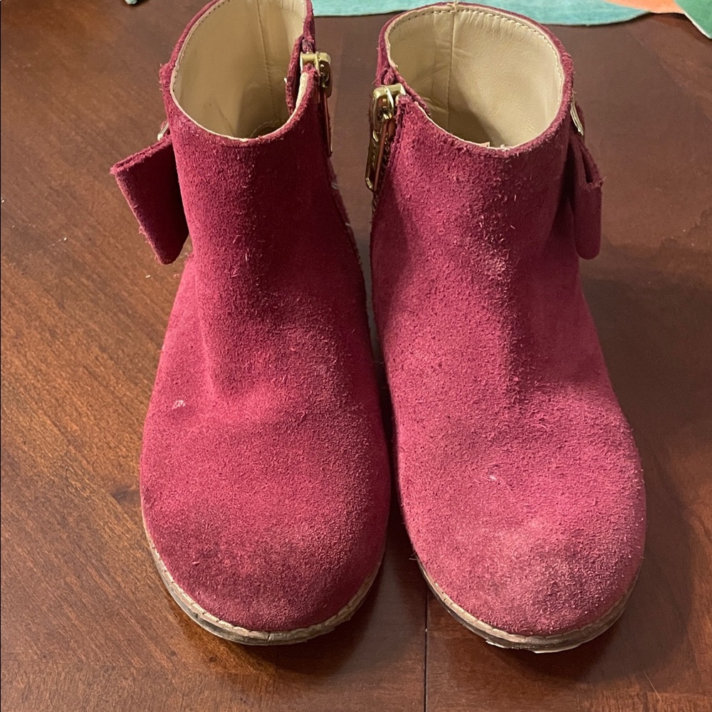 Janie and Jack Burgundy Suede Kids Ankle Boots